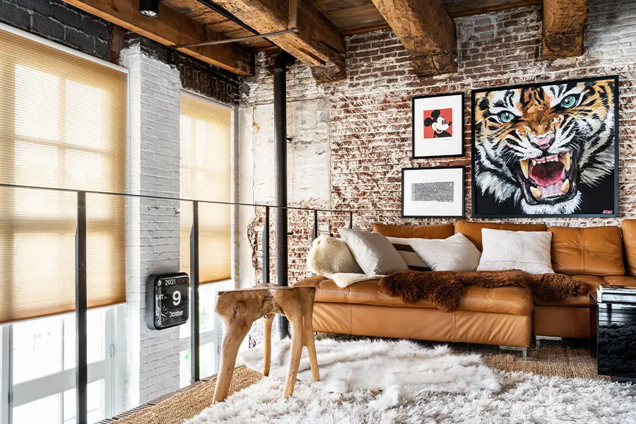 Bece dupligordijnen in de slaapkamer in de kleur Orange Linen